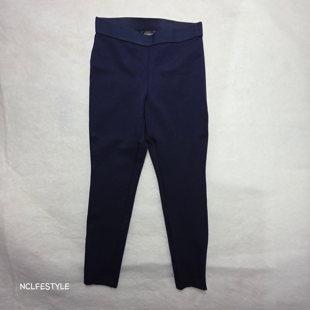 Talbots Womens Navy Blue Ankle Pants 4P Petite Stretch Side Zip Hem VN1184